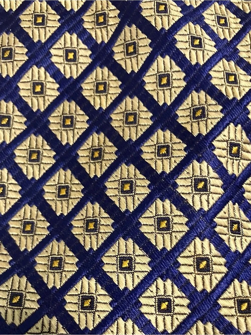 Robert Talbott Navy and Gold Geometric Silk Tie